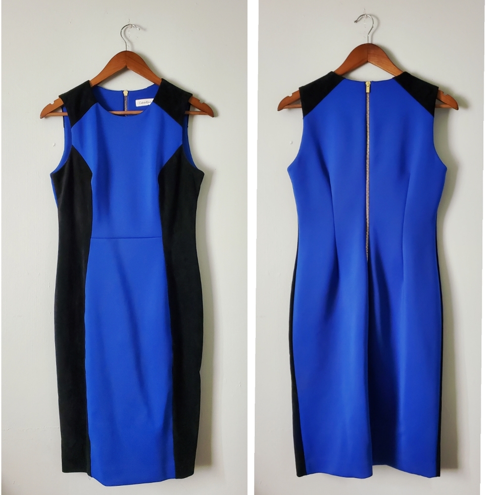 Calvin Klein | Color Block Bodycon Sleeveless Midi Sheath Dress